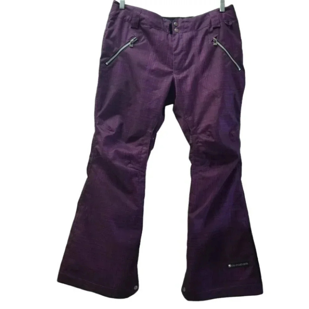Ride Snowboarding Ski Pants Lined Purple Black Pattern L